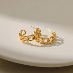 Gold Chain Link Hoop Earrings